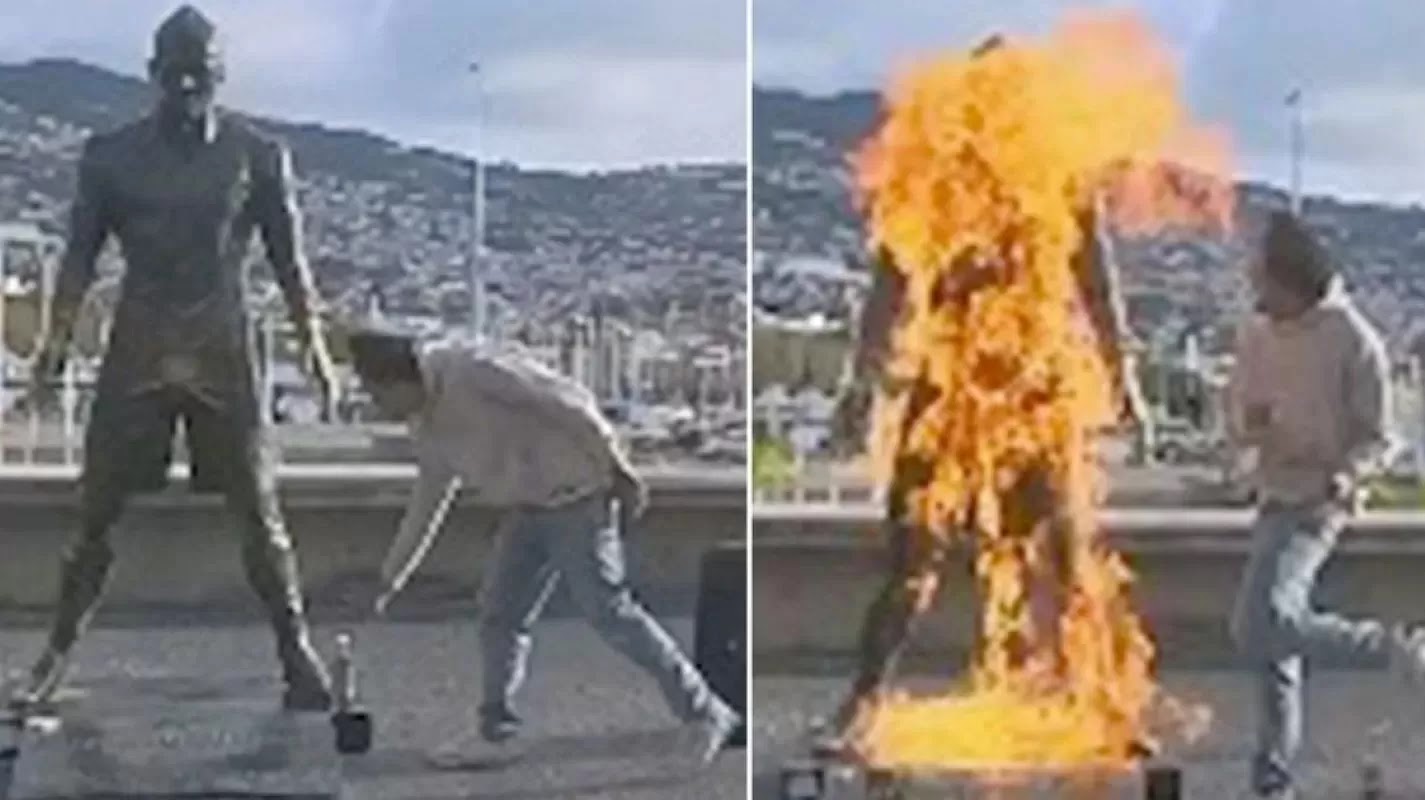 Patung Cristiano Ronaldo Dibakar, Pelakunya  Diburu
